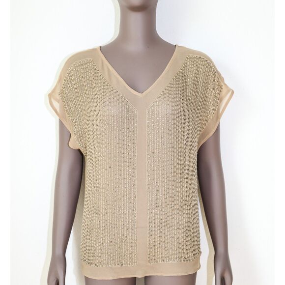 Vintage Y2K Beaded Blouse Festival Sheer Top Summer Beach Vacation Cover Up - Picture 1 of 4